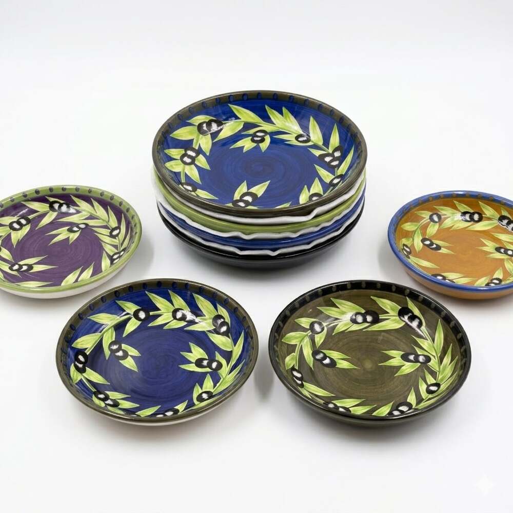 Laurie Gates Gates Ware Olive Pattern Ceramic Serving Bowls (Set of 4) 9.75”